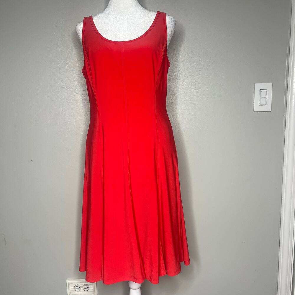 Lauren Ralph Lauren Red Ponte Fit and Flare Dress Women's 8 Stretch Sleeveless - Picture 2 of 10